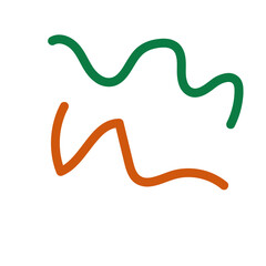 Green orange squiggly lines decoration 