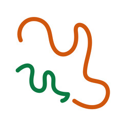 Green orange squiggly lines decoration 