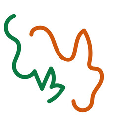 Fototapeta premium Green orange squiggly lines decoration 