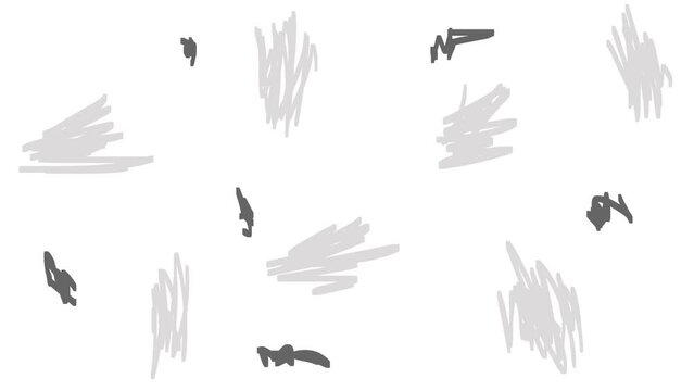 Spots or gray and black individual strokes flash on the screen. Objects look like midges or many insects flickering before your eyes.