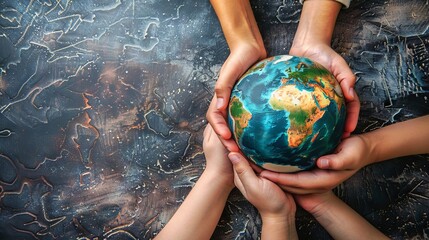 The concept of world humanitarian day, copy space. Earth day concept