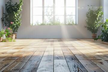Interior background with wooden floor created with generative ai