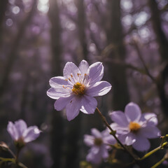 Obraz premium a purple flower that is in the middle of a field