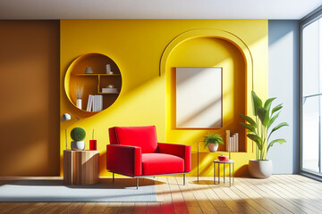 Simple living room with red furniture