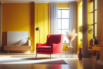 Simple living room with red furniture