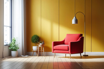 Simple living room with red furniture
