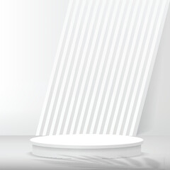 3d white color podium and minimal white wall scene Vector illustration
