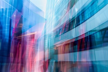 Abstract Background Image with Motion Blur of a Glass Building Facade and Glass Reflections