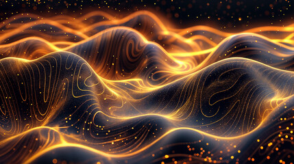 abstract black and golden wavy wallpaper shiny gold pattern resembling abstract tech data