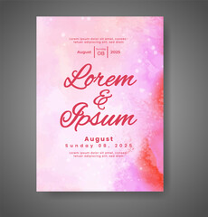 Wedding invitation with abstract watercolor background