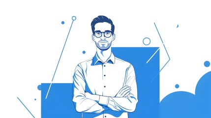 Confident Business Professional in Geometric