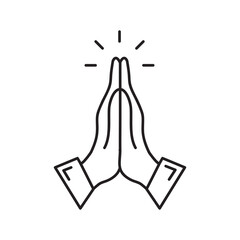 Prayer hands outline icon. vector flat black simple illustration for web and app on white background..eps