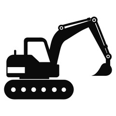 excavator silhouette yellow on a white background -vector illustration
