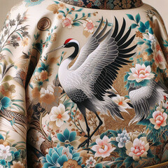 和服の文様、帯の図柄、古典的な磨かれた日本の着物（kimono）日本人のセンス