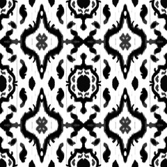 Damask Ikat floral pattern on red background illustration.Ikat ethnic oriental embroidery,Aztec style,abstract background.design for texture,fabric,clothing,wrapping,decoration,sarong,scarf
