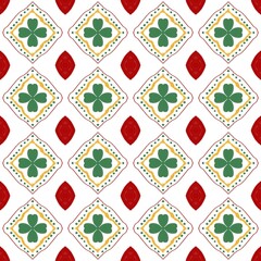 Damask Ikat floral pattern on red background illustration.Ikat ethnic oriental embroidery,Aztec style,abstract background.design for texture,fabric,clothing,wrapping,decoration,sarong,scarf