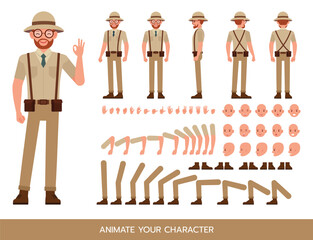 Archaeologist man wear brown suit character vector illustration design. Create your own pose.