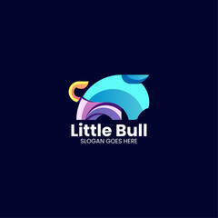 Vector Logo Illustration Bull Gradient Colorful Style