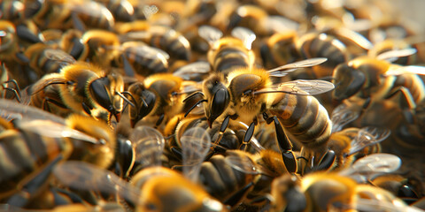 The queen bee is laying eggs with bee eggs and larvae all around. 