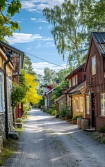 Obraz premium Beautiful street in a small Swedish village