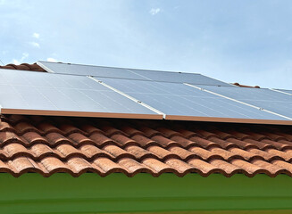 Roof Of Solar Panels, Photovoltaic panels on the roof.