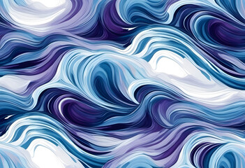 Abstract digital painting featuring swirling blue and purple waves, creating a dynamic and fluid pattern.