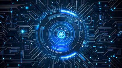Fototapeta premium Abstract blue background with digital technology and futuristic elements