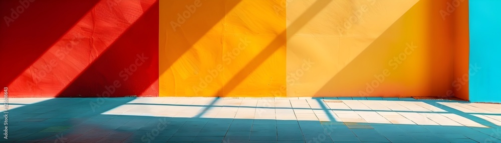 Aufkleber vibrant shadow play on colorful abstract walls showcasing geometric forms and patterns created by su