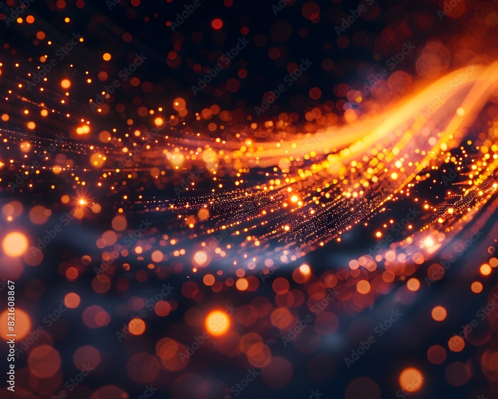 Poster intense fiber optic bundle pulsating with hyper fast data transfer lights and vibrant spectrum
