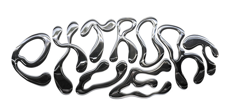 Extrovert Liquid Typography Chrome Metallic Transparent Background 