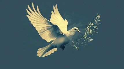 Obraz premium An illustration of a dove carrying an olive branch, representing peace and the pursuit of democratic ideals.