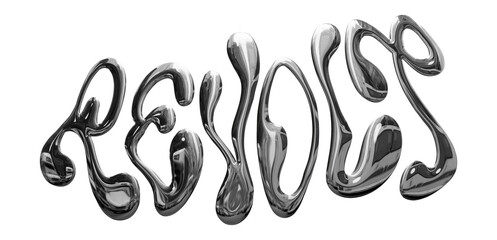 Revolt Liquid Typography Chrome Metallic Transparent Background 