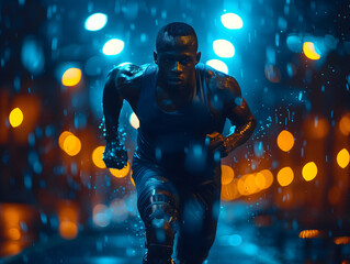 Disabled Athletes Running on Track with Prosthetic Legs Close-Up, Showcasing Determination and Advanced Prosthetics Technology in Sports.