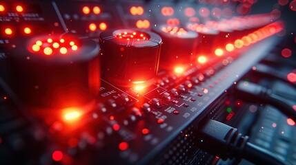 Obraz premium Lights, Cables, Action: Dramatic Server Room Composition