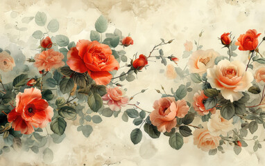 Pink rose background. Created with Ai