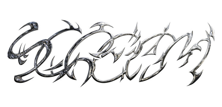 Scream Liquid Typography Chrome Metallic Transparent Background 