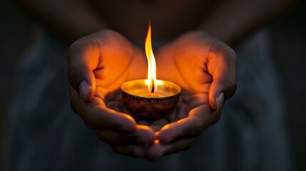 A close-up of hands protectively cupped around a delicate flame