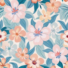 Seamless pattern of abstract floral motifs in muted, pastel hues, creating a soft and romantic wrapping paper design, Generative AI