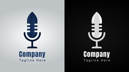 Bullet Podcast Logo, combination of bullet and podcast logo, Can be used for firearms company logos, podcast media logos or other general logos