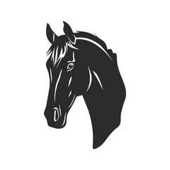 Horse head, black and white vector portrait