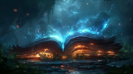 Naklejka premium Divine Inception: The Birth of Earth, Life, and Boundless Creation. Ethereal, atmospheric landscape evokes wonder at the origins and unfolding of the natural world.