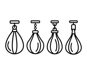 punching speed ball icons vector design simple line black white symbol illustration collections sets isolated