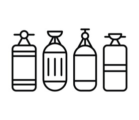 punching bag icons vector design simple line black white illustration collections symbol set isolated