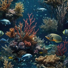 Fototapeta premium An image of the underwater world. Creatures live in the oceans