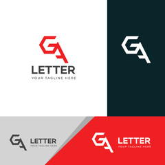 GA, AG letter logo design template elements. Modern abstract digital alphabet letter logo.