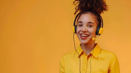 Cheerful Customer Service Representative Assisting Clients with Smile and Headset