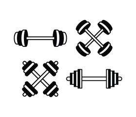 dumbbell gym fitness icons vector design black white illustration symbol collections template sets isolated