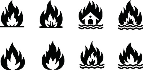 Fire icon set simple vector ,white background