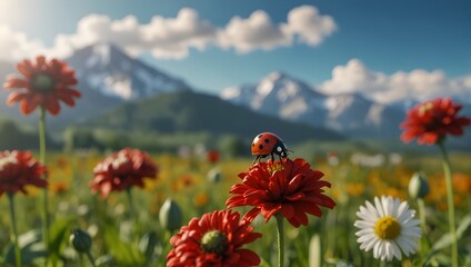 Red ladybug. Generative AI