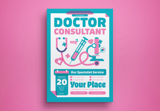 Pink Riso Graph Doctor Consultant Flyer Layout